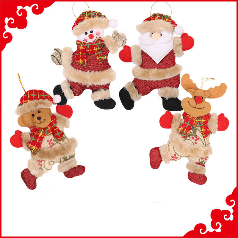 Kerstboomdecoraties Hangende kerstpoppen - Kerstman, Sneeuwpop, Eland, Beer