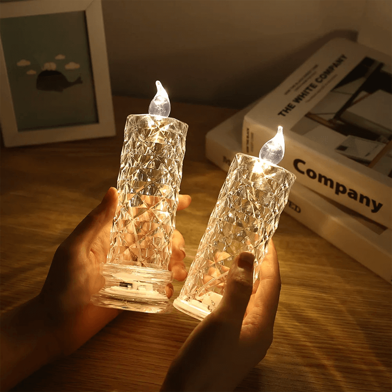 LED-kristallamp - Romantisch, op batterijen werkend kristallen decoratief licht - Gezellig nachtlampje voor thuis en op feestjes