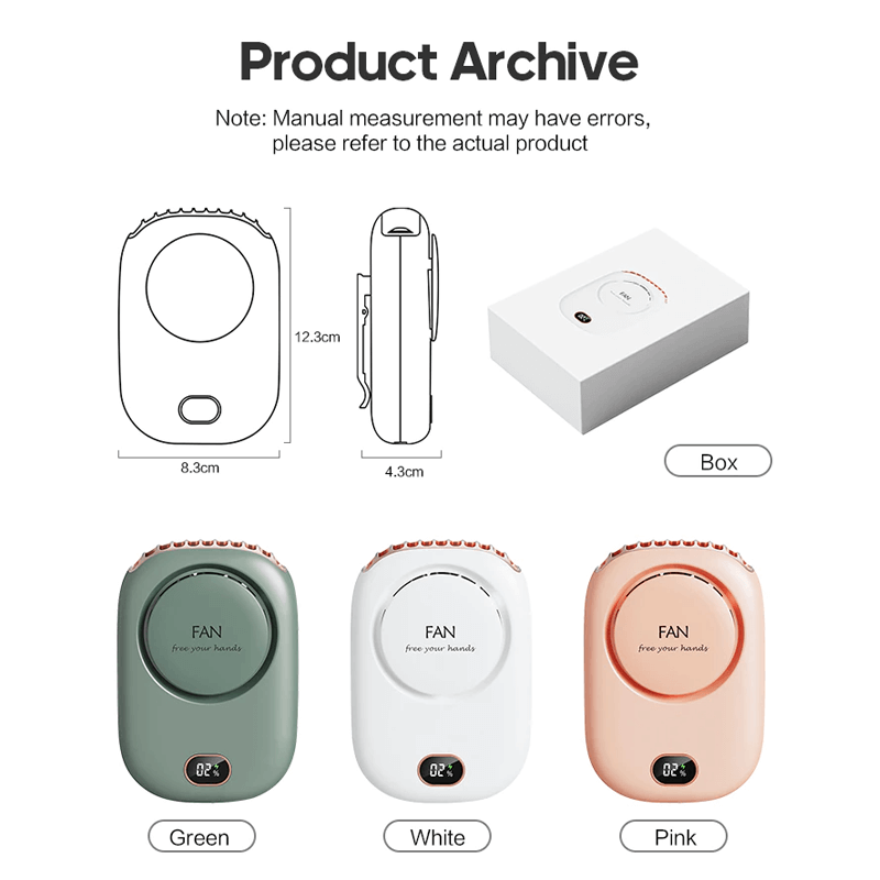 Draagbare, hangende minihalsventilator 2000mAh