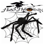 Grote Zwarte Pluche Spin - Enge Halloween Decoratie voor Feest en Huis, Realistische Bedriegende Spin voor Enge Feestjes
