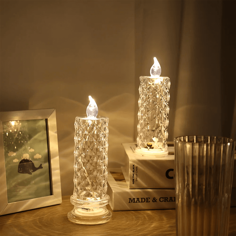 LED-kristallamp - Romantisch, op batterijen werkend kristallen decoratief licht - Gezellig nachtlampje voor thuis en op feestjes