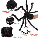 Grote Zwarte Pluche Spin - Enge Halloween Decoratie voor Feest en Huis, Realistische Bedriegende Spin voor Enge Feestjes