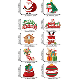 Vrolijk Kerstfeest Hangende Deurbanners - Kerstman, Sneeuwpop, Kerstboom, Peperkoekhuisje