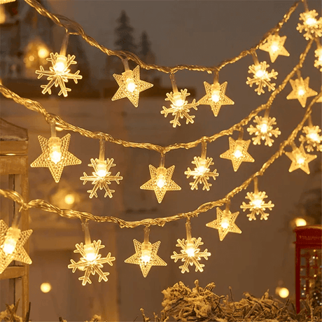 1,5-3m LED-stringverlichting met kerstthema, kerststringverlichting - sneeuwvlokken, rendieren, sterren, kerstboom