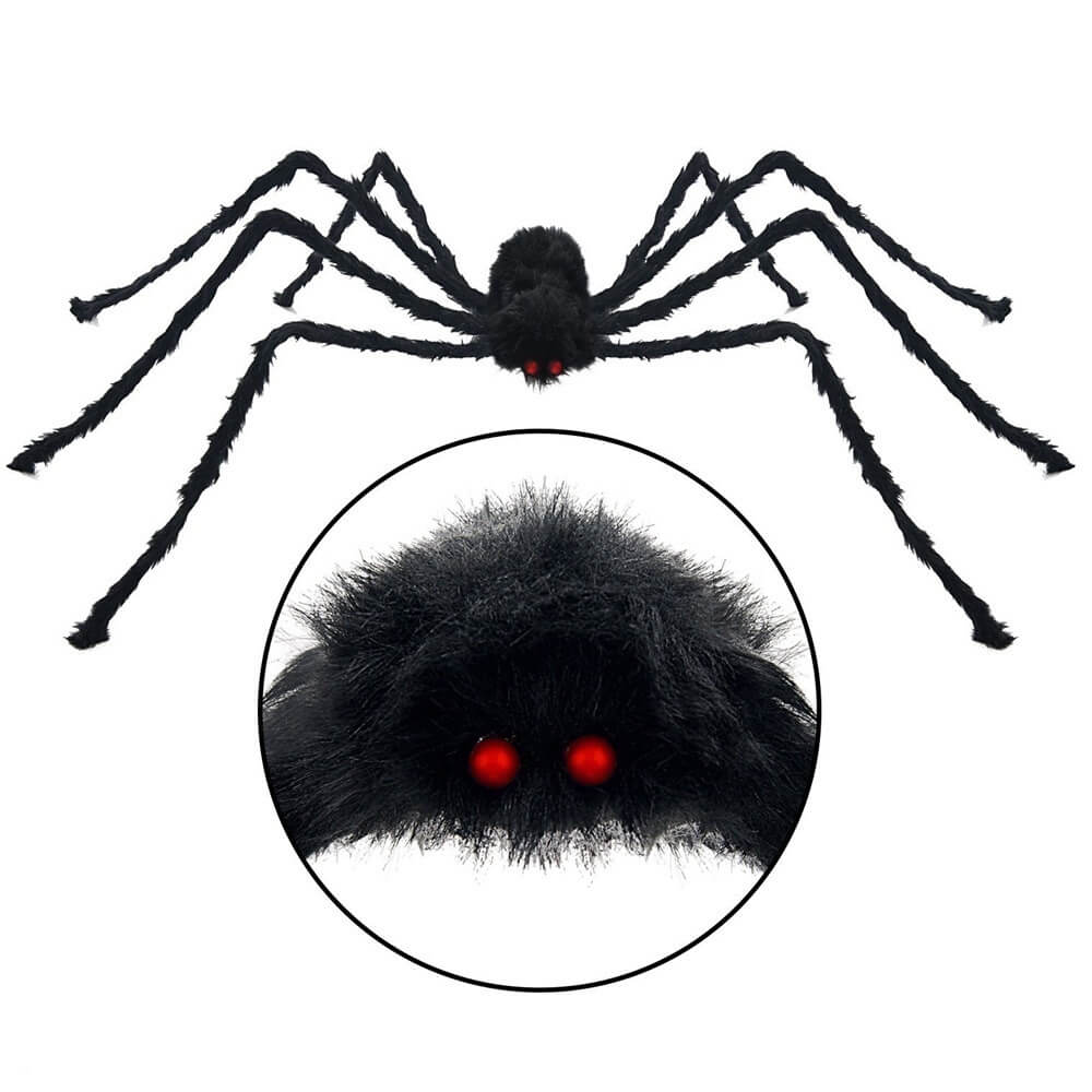 Grote Zwarte Pluche Spin - Enge Halloween Decoratie voor Feest en Huis, Realistische Bedriegende Spin voor Enge Feestjes