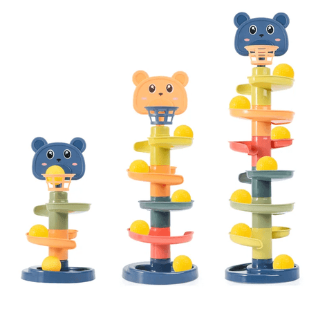 Montessori Ballenglijbaan voor kinderen - Educatief pakket met gekleurde ringen - Zintuiglijk spel en vroege ontwikkeling 3m+