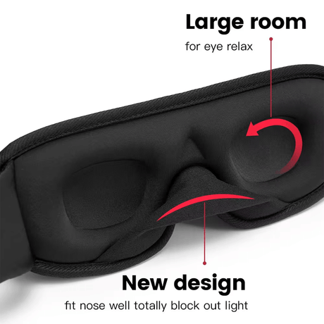 Draagbaar 3D-slaapmasker - Lichtblokkering, zachte gewatteerde oogbescherming voor optimaal comfort