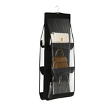 Zwarte Hangende Garderobe Organiser met 6 Zakken | Dubbelzijdige Opbergoplossing voor Tassen, Schoenen & Kleding