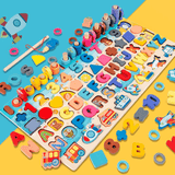 Montessori Houten Puzzels voor Kleuters | 5-in-1 Houten Educatief Speelgoed met Visspel, Sorteren & Tellen - Educatief Leerspel voor Kinderen van 2-5 jaar