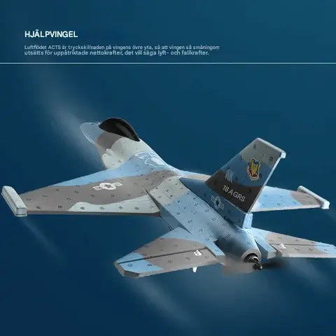 Op afstand bestuurbaar RC F16 schuimstraalvliegtuig - 2.4G, realistische propeller, zweeffunctie & groot bereik