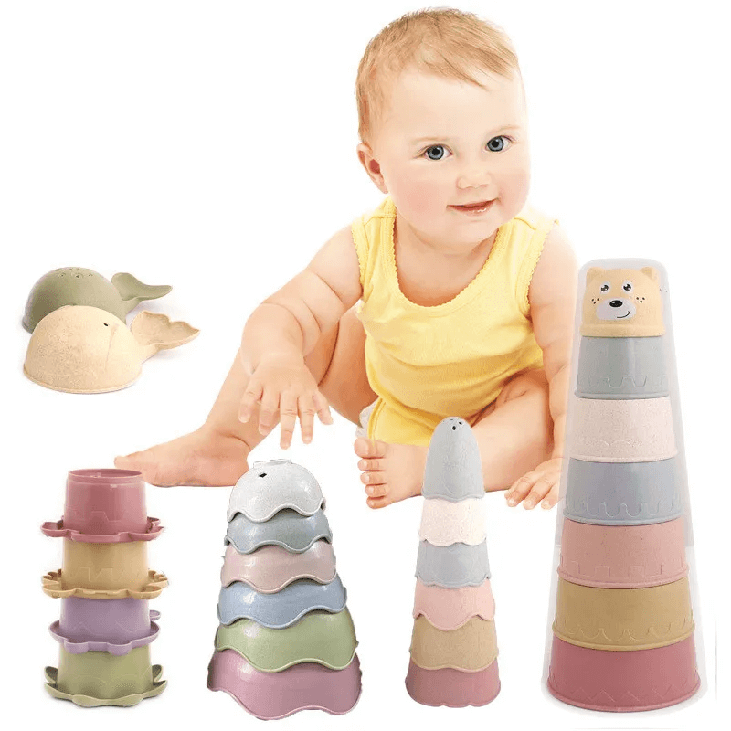 Stapelbekers voor baby's en peuters | Kleurrijk plastic speelgoed voor in bad - ontwikkeling van sensorisch spel vanaf 6+ maanden