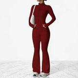 AeroFlare – Snabbtorkande Träningsset för Dam med Slim Fit Jacka & Flared Tights för Yoga, Träning och Vardag