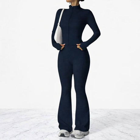 AeroFlare – Snabbtorkande Träningsset för Dam med Slim Fit Jacka & Flared Tights för Yoga, Träning och Vardag