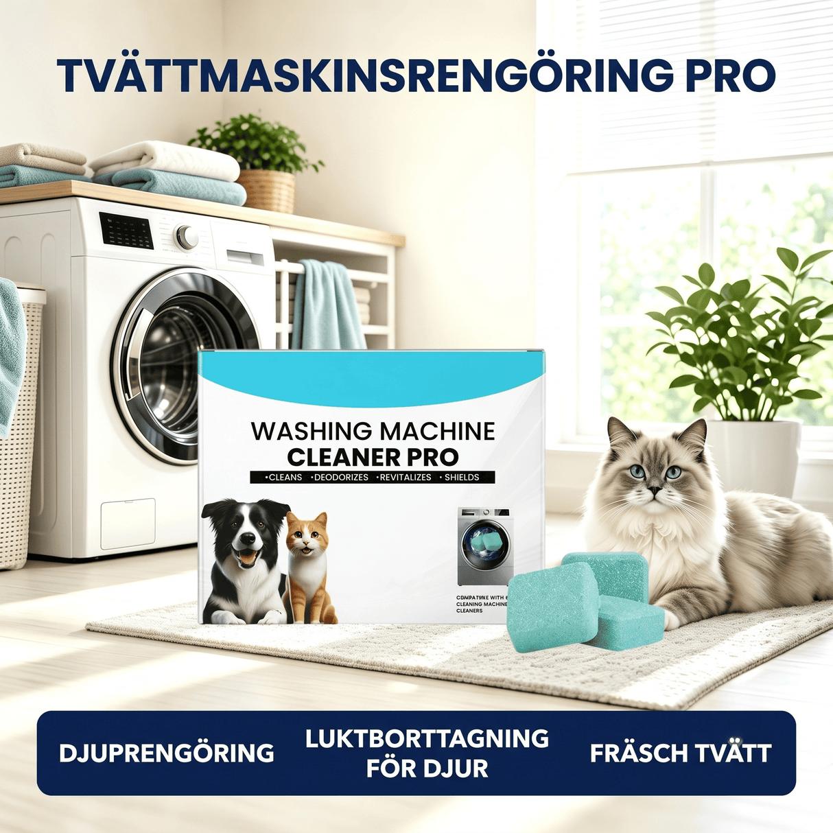 FreshCore – Rengöringstabletter för Tvättmaskin mot Djurhår och Lukt – Djuprengöring