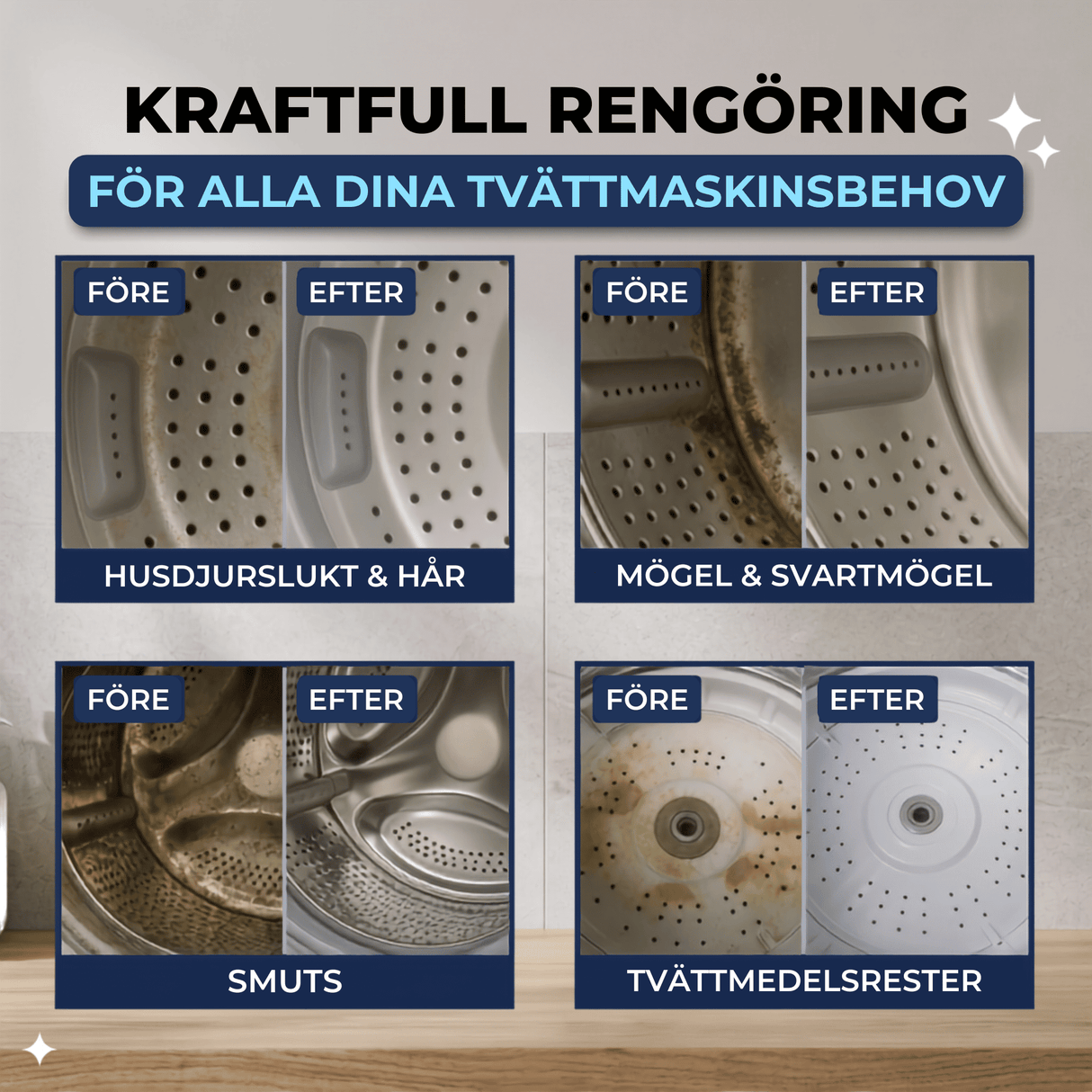 FreshCore – Rengöringstabletter för Tvättmaskin mot Djurhår och Lukt – Djuprengöring