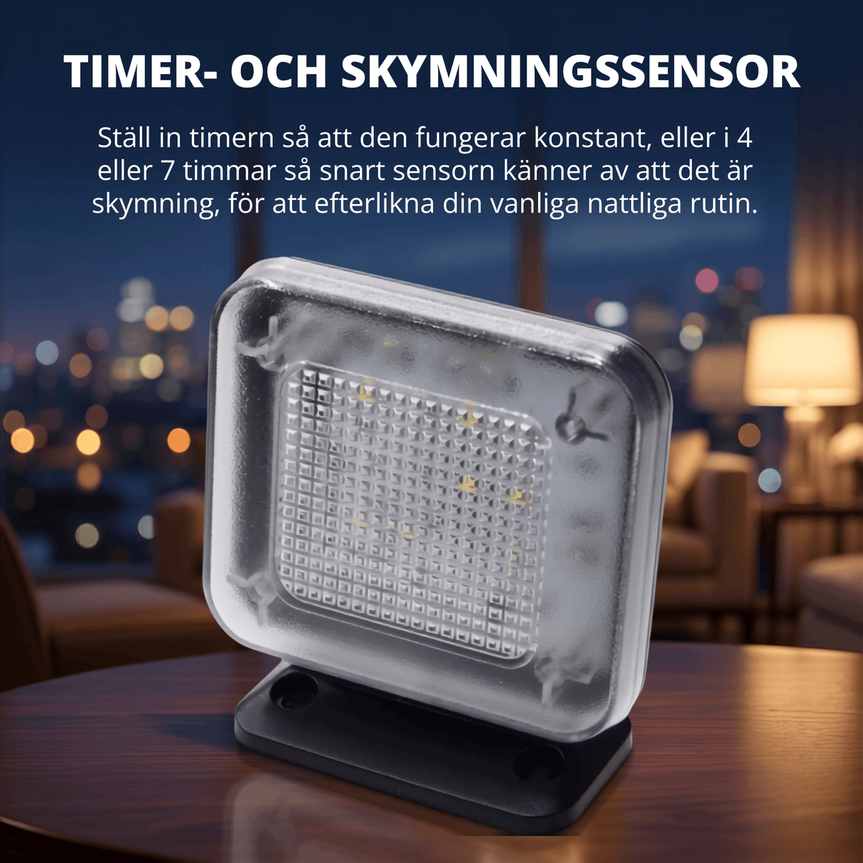 GlowGuard – LED TV-Simulator med Timer och Skymningssensor – Inbrottsskydd för Hem, Lägenhet och Studentrum