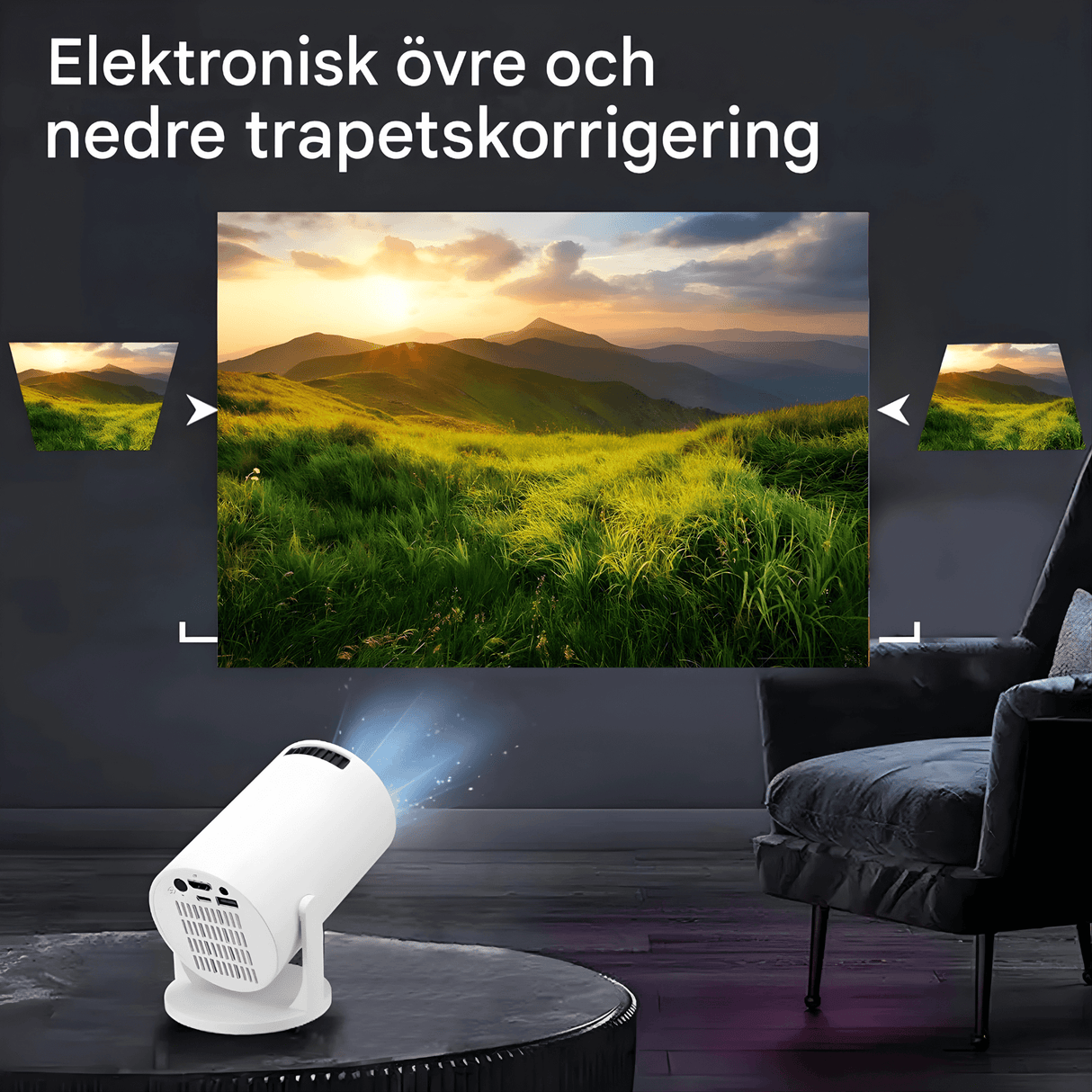 MiniBeam – Trådlös Mini Projektor med Skärm Delning, 500 ANSI Lumen och 16:9 Stöd för Hem, Kontor och Resa