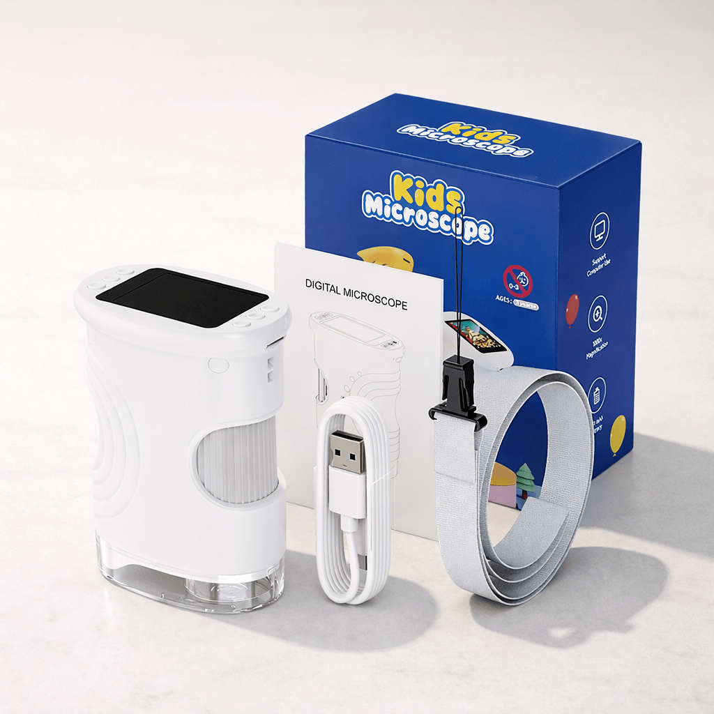 PocketScope – Handhållet Digitalt Barnmikroskop med 2” Skärm, Upp till 1000× Förstoring och Foto- & Videofunktion