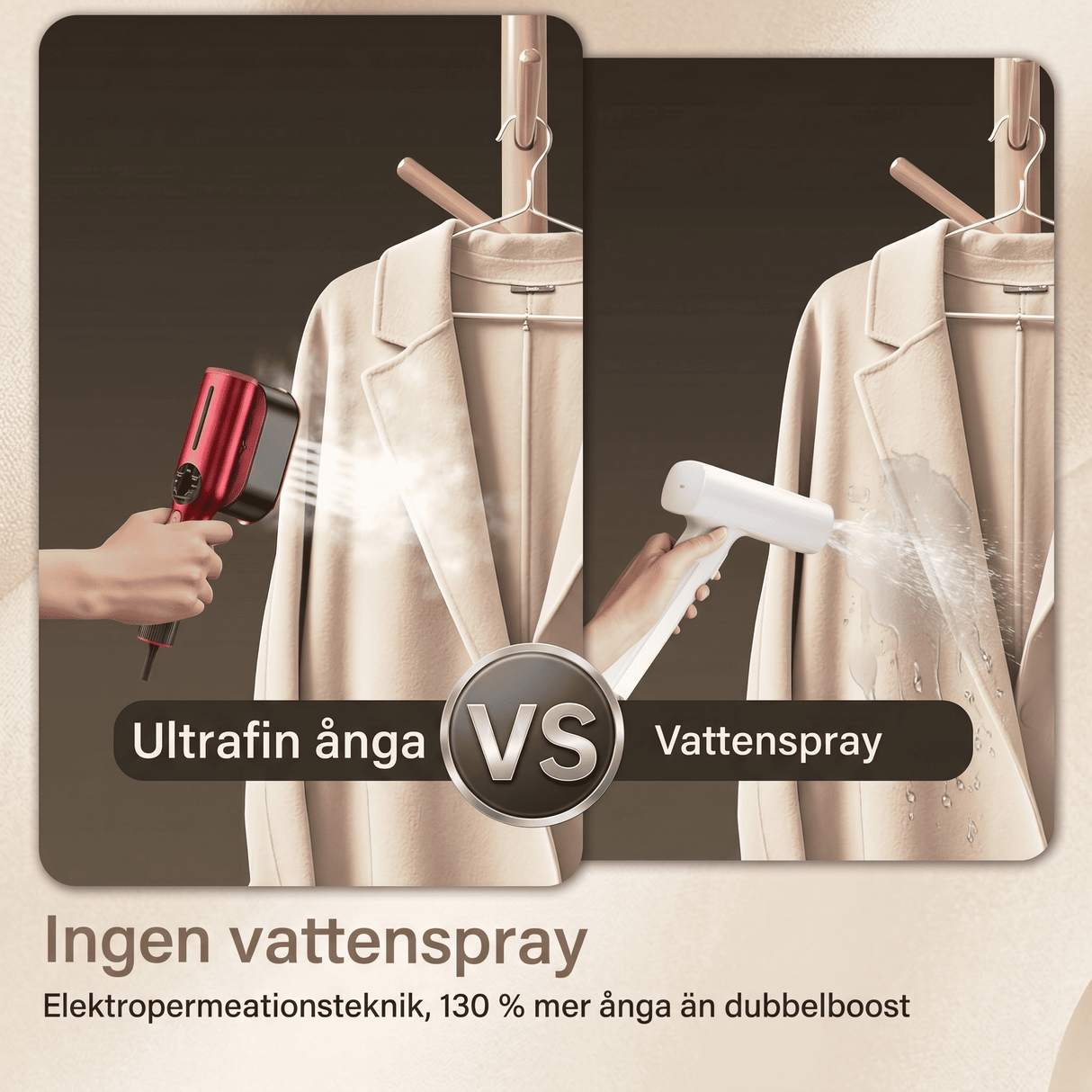 SmoothMist – Handhållen Steamer & Mini Strykjärn med Ånga & 2-i-1 Funktion, 1200W & Snabb Uppvärmning