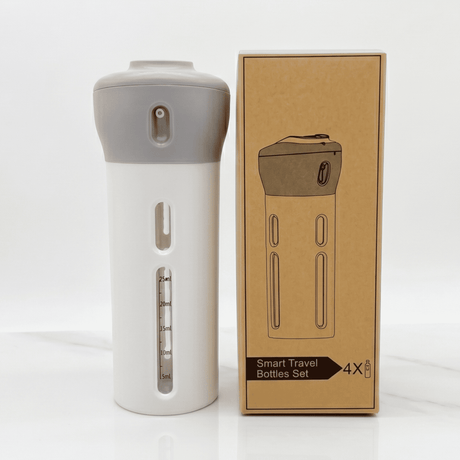 SpinFill – 4-i-1 Roterande Resedispenser med Läckagesäkra Refillflaskor på 40 ml – Kompakt Reseflaska