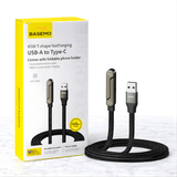 VoltDock – 240W/65W Snabbladdningskabel med Vikbart Stativ, Flätad Design & Elbow-Kontakt för Mobil, Surfplatta och Laptop