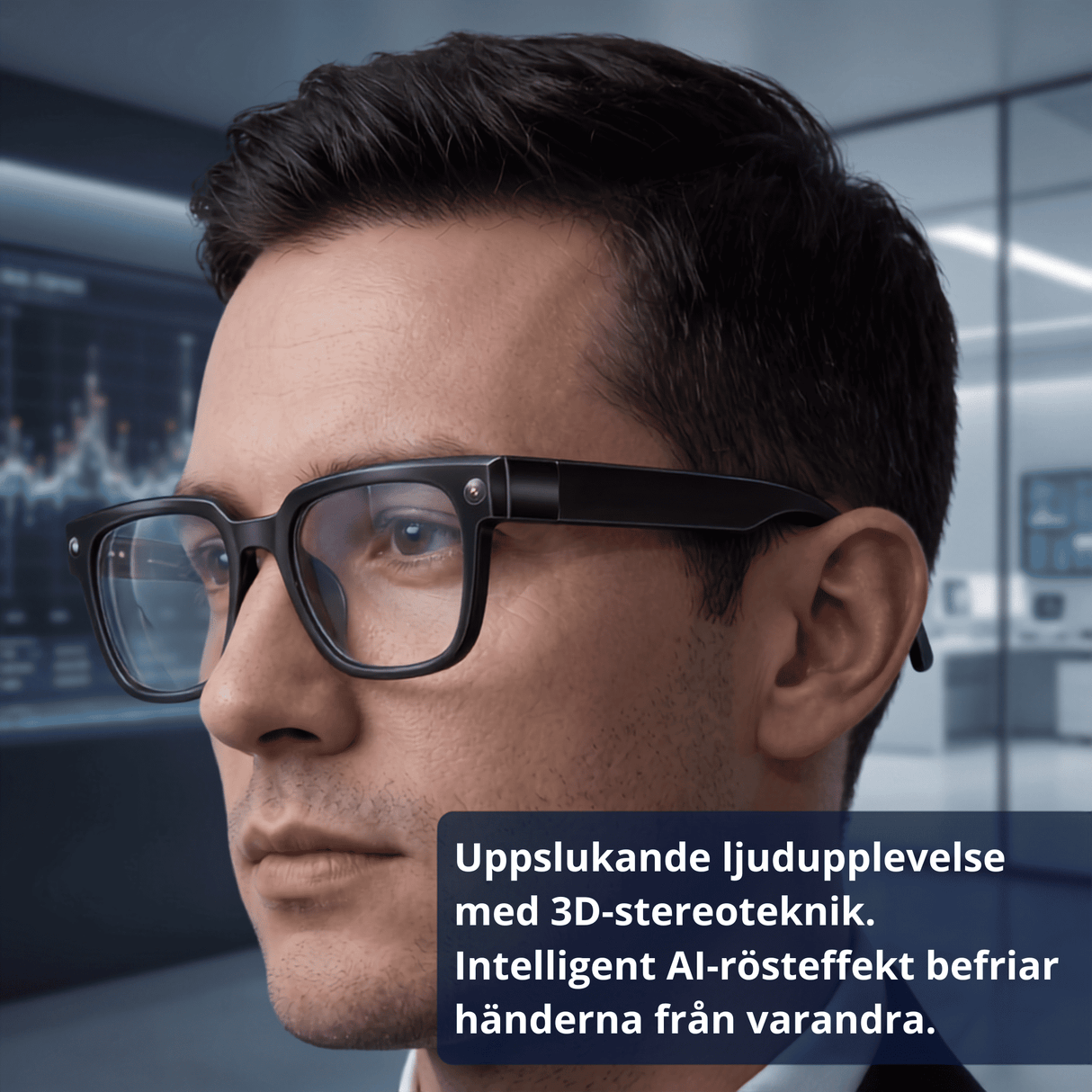 VoxLens – Smarta AI-Glasögon med Kamera, Realtidsöversättning och Röststyrning – 4K Video, Samtal och Musik
