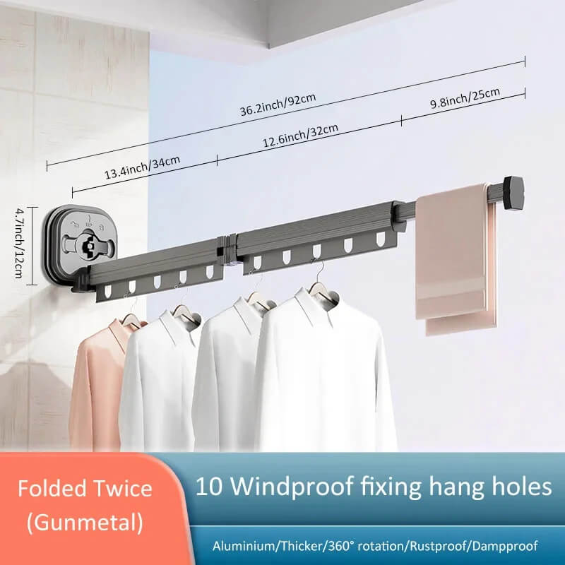 DryFold - Opvouwbaar droogrek voor wandmontage met zuignappen voor ruimtebesparing