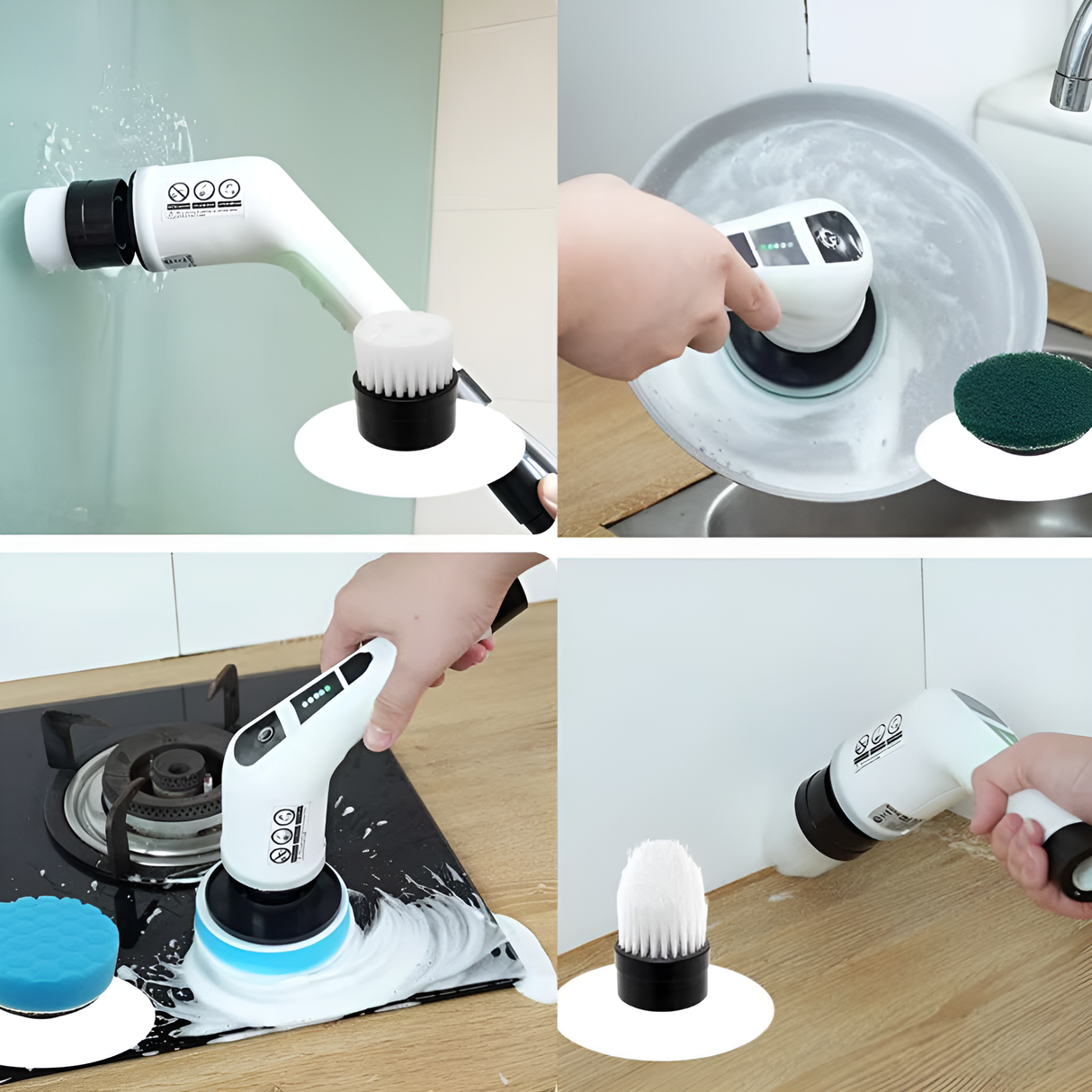 SpinClean - 9-in-1 elektrische reinigingsborstel met steel voor een milde reiniging