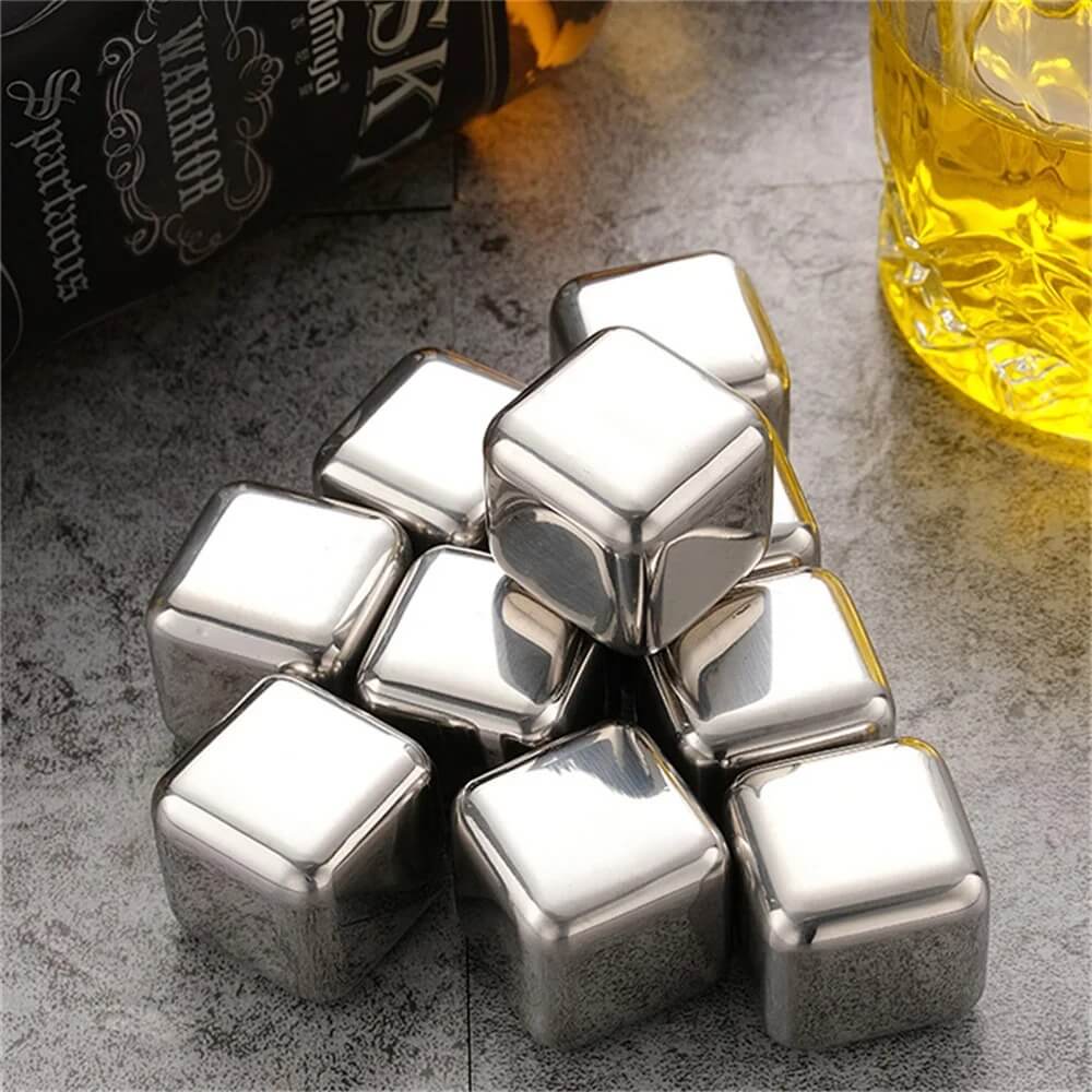 FrostGleam - Roestvrijstalen ijsblokjesset | Herbruikbare ijsblokjes voor whiskey, wijn & cocktails - Stijlvol, Cool & Geen Verdunning