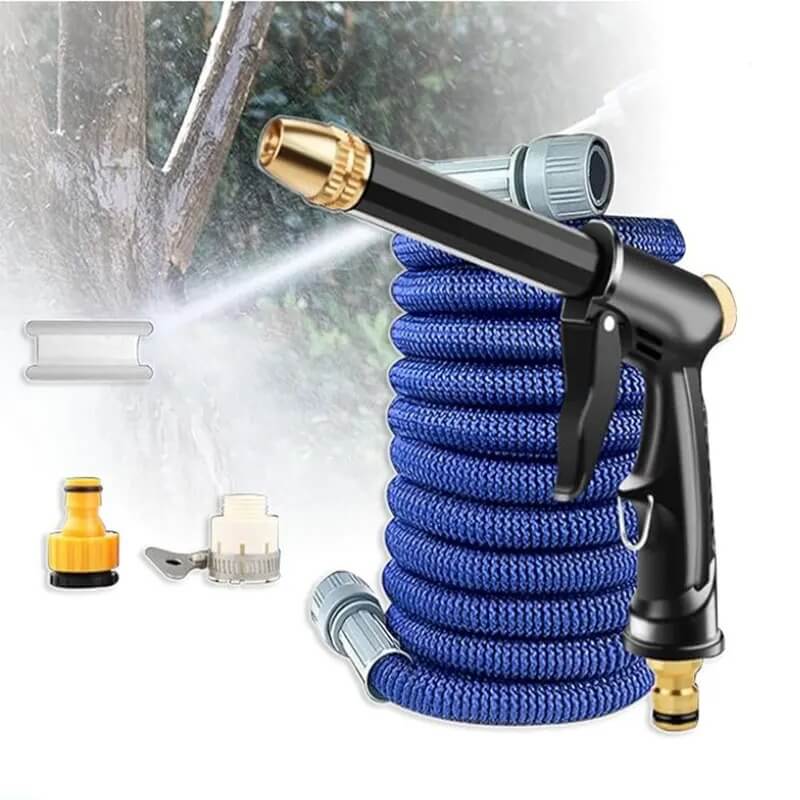 FlexiSpray - Flexibele en uitbreidbare hogedrukslang met verstelbaar mondstuk voor buitengebruik
