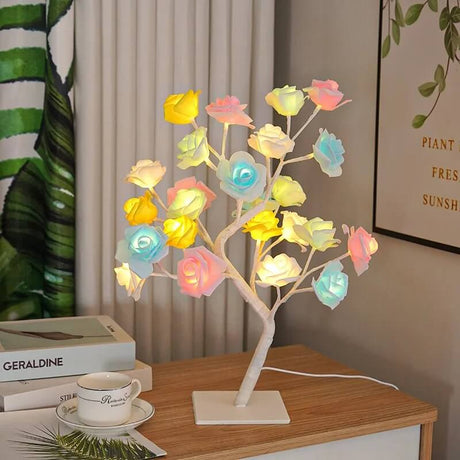 RoseLoom - LED-rooslamp in de vorm van een boom Zachte en buigbare decoratieve lamp voor een gezellige sfeer in huis
