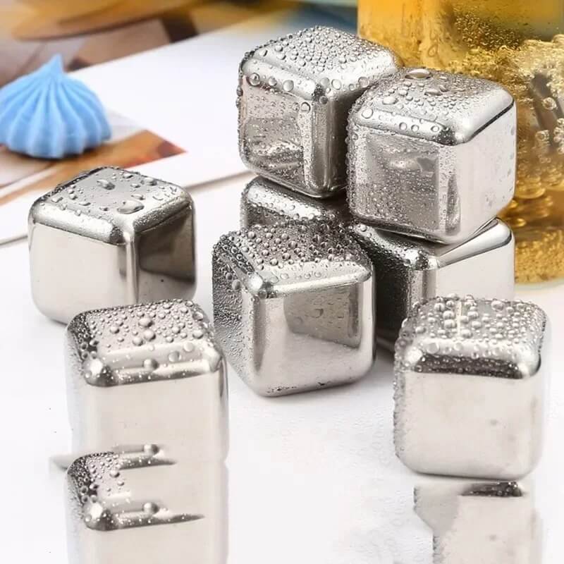 FrostGleam - Roestvrijstalen ijsblokjesset | Herbruikbare ijsblokjes voor whiskey, wijn & cocktails - Stijlvol, Cool & Geen Verdunning