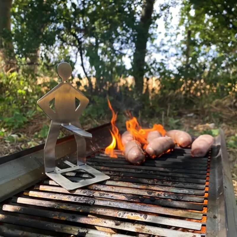 Sausbro - Draagbare roestvrijstalen worsthouder voor camping, barbecue en picknick 5st