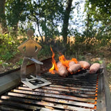 Sausbro - Draagbare roestvrijstalen worsthouder voor camping, barbecue en picknick 5st
