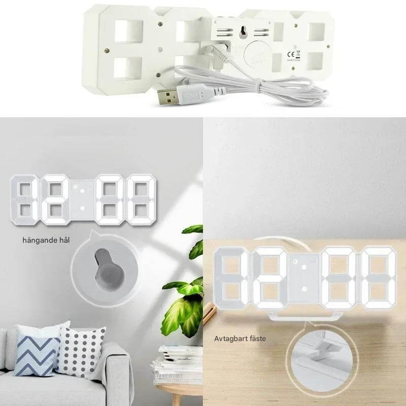 BrightChrono - 3D Digitale LED Wand- & Bureauklok | Stijlvolle Tijdsweergave voor Thuis & Kantoor