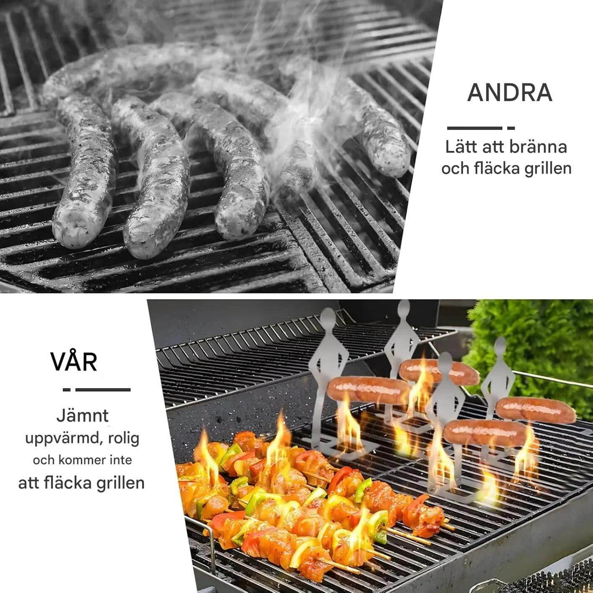 Sausbro - Draagbare roestvrijstalen worsthouder voor camping, barbecue en picknick 5st