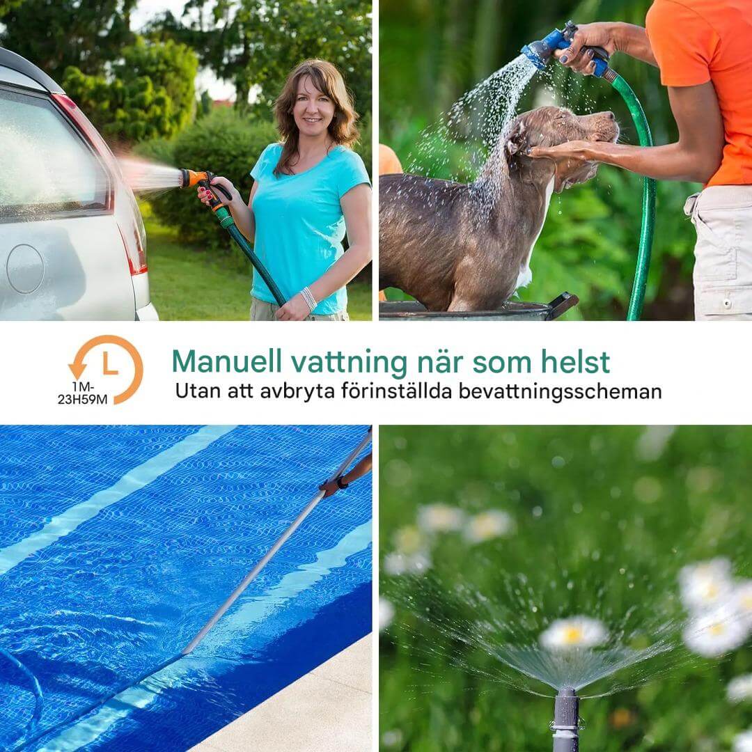 AquaSentry – Automatisk Bevattningstimer med LCD och Smart Regnfördröjning | För Enklare Trädgårdsvård Utomhus