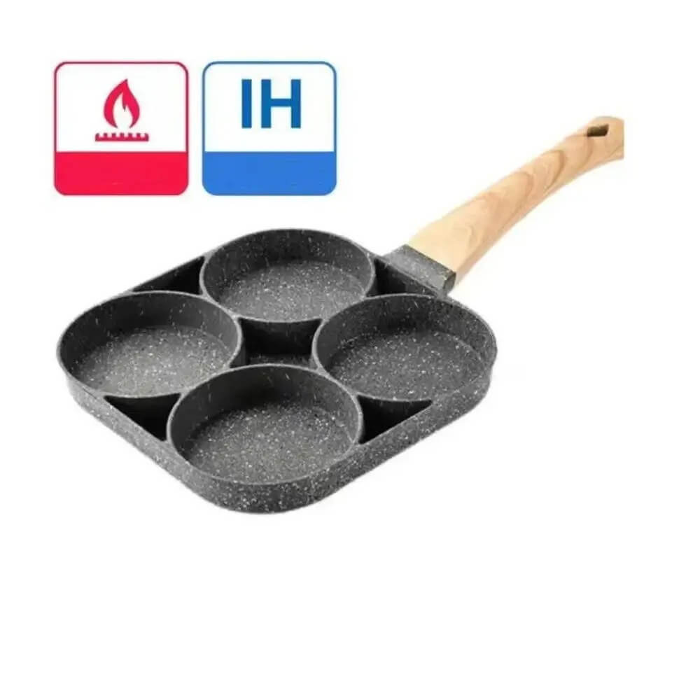 MultiChef - 4-gats omeletpan met antiaanbaklaag | Voor ontbijt, kleine gerechten en creatief koken