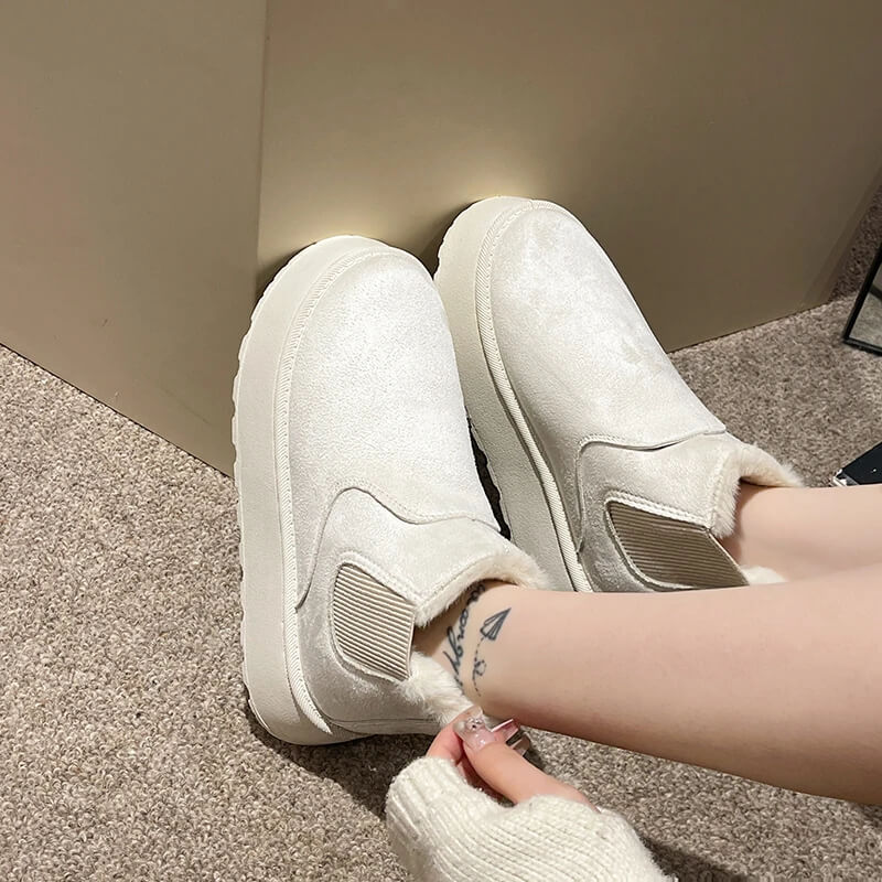 Antislip, warme gevoerde enkellaarsjes voor de winter, comfortabel en plat