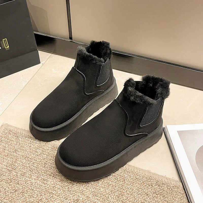 Antislip, warme gevoerde enkellaarsjes voor de winter, comfortabel en plat