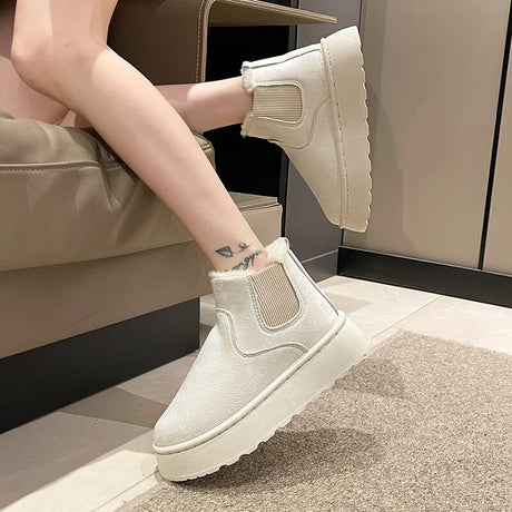 Antislip, warme gevoerde enkellaarsjes voor de winter, comfortabel en plat