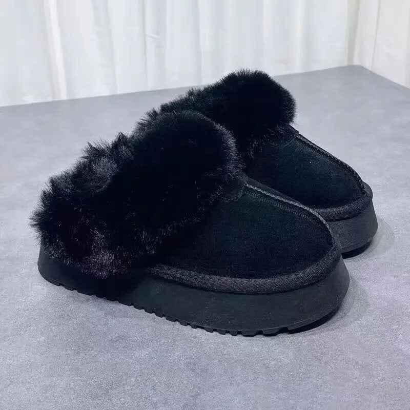 Winterpantoffels voor dames met fleecevoering - dikke zool