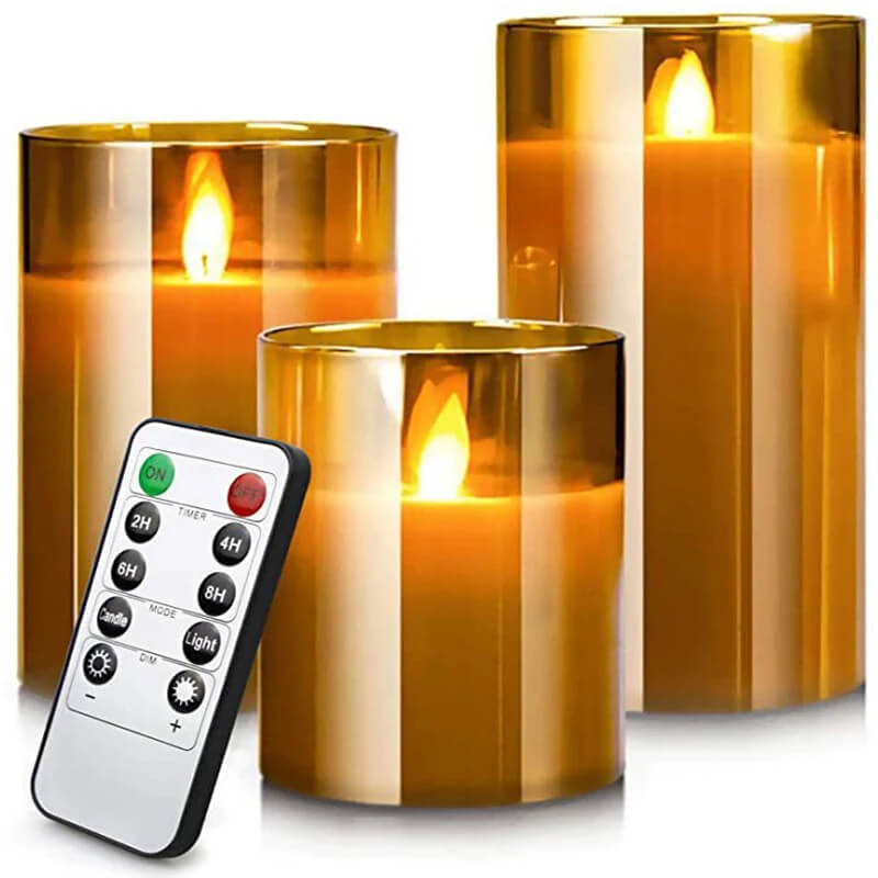 Glowelle - LED-waskaars met realistisch vlameffect met afstandsbediening en dimmer