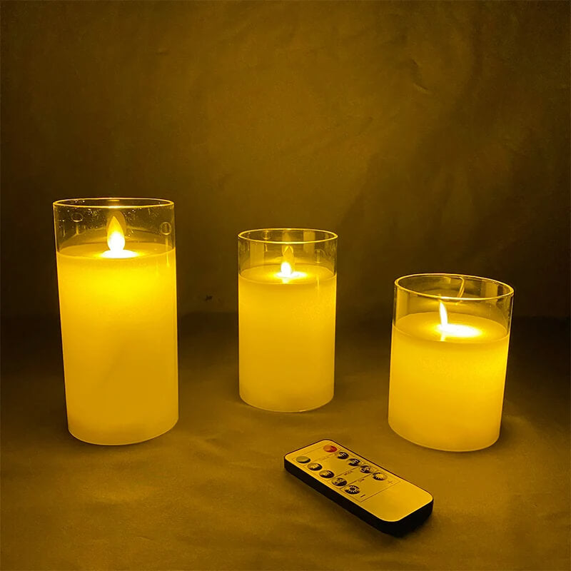 Glowelle - LED-waskaars met realistisch vlameffect met afstandsbediening en dimmer