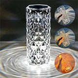 Kristallen Lamp met 16 Kleuren & Diamanten Roos LED Licht - Aanraken & Afstandsbediening USB Oplaadbaar, Romantische Sfeer voor Thuis