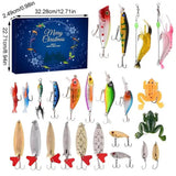 AnglerAdvent - 24 Dagars Julnedräkning Presentuppsättning med Olika Fiskedrag och Tackel