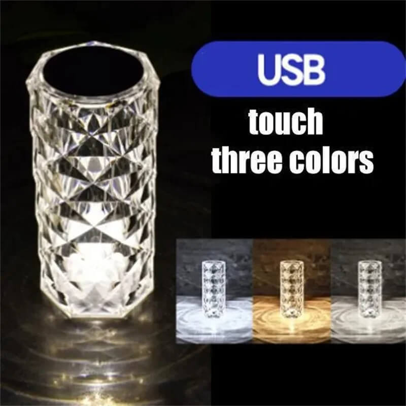Kristallen Lamp met 16 Kleuren & Diamanten Roos LED Licht - Aanraken & Afstandsbediening USB Oplaadbaar, Romantische Sfeer voor Thuis