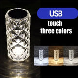 Kristallen Lamp met 16 Kleuren & Diamanten Roos LED Licht - Aanraken & Afstandsbediening USB Oplaadbaar, Romantische Sfeer voor Thuis