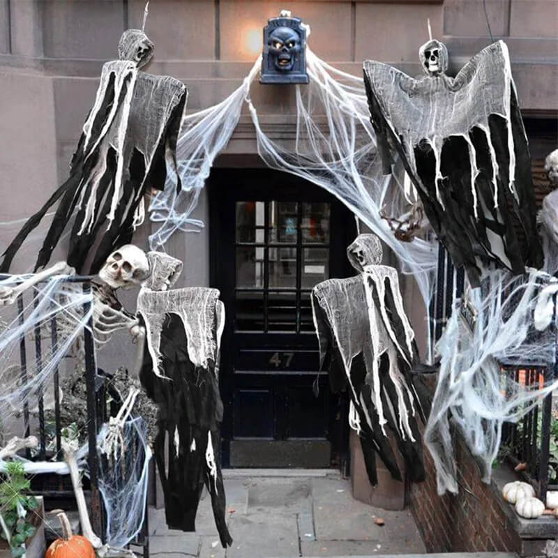 Halloween Decoratie: Hangende Spookhuis Decoratie - Spook, Schedel en Skelet