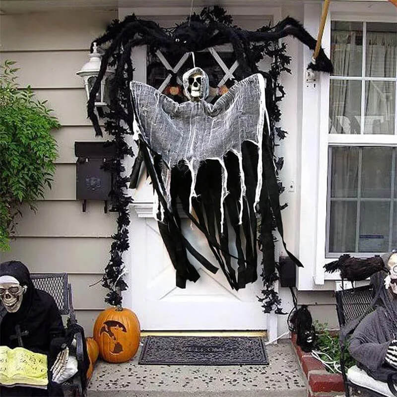 Halloween Decoratie: Hangende Spookhuis Decoratie - Spook, Schedel en Skelet